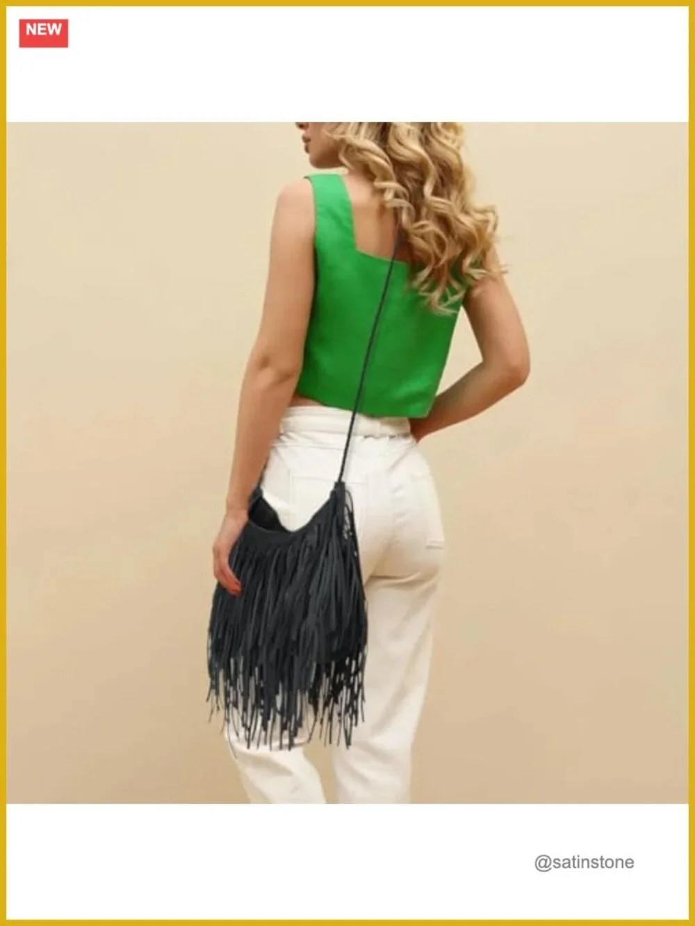Women's Fringe Hobo Bag Boho Crossbody Purse Faux Leather